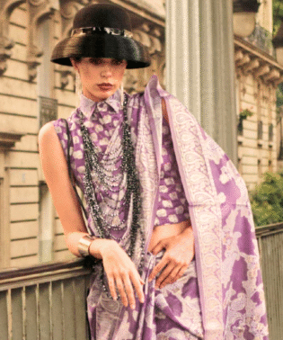 Muga heavy soft organza with thread work