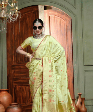 Dola Peacock Pure Dola Saree with Meenakari Work