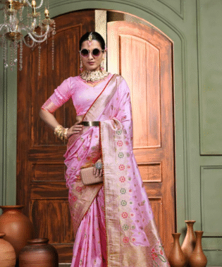 Dola Peacock Pure Dola Saree with Meenakari Work