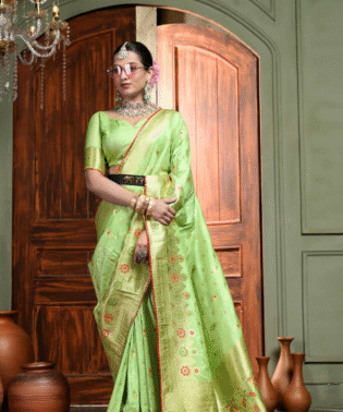 Dola Peacock Pure Dola Saree with Meenakari Work