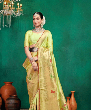 Kaju Pure Dola Saree with Meenakari Work