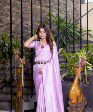 Pure Nylon Silk Saree with Weaving